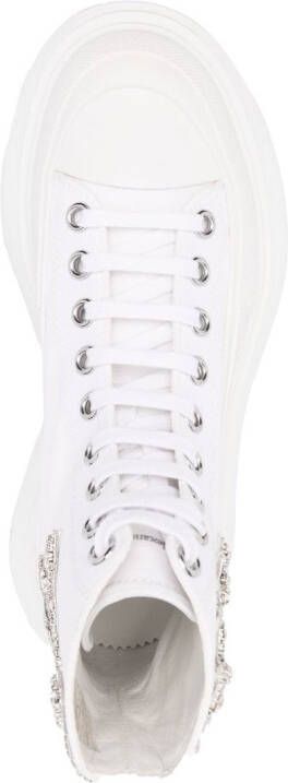 Alexander McQueen crystal-embellished lace-up boots White