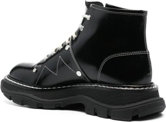 Alexander McQueen crystal-embellished leather ankle boots Black