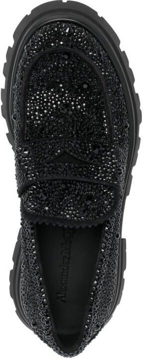 Alexander McQueen crystal-embellished slip-on loafers Black