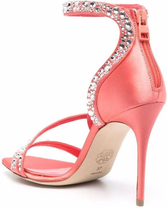 Alexander McQueen crystal-embellished wrap sandals Pink