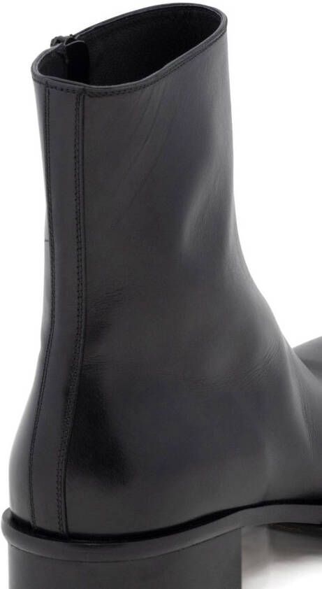 Alexander McQueen Cuban Stack leather boot Black