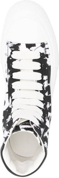 Alexander McQueen Deck Plimsoll Graffiti print high-top sneakers Black