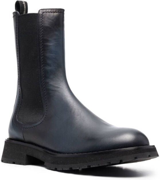Alexander McQueen elasticated leather boots Blue