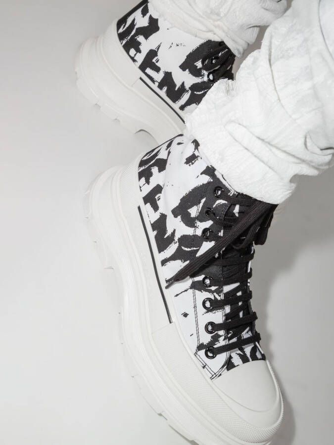Alexander McQueen Graffiti Tread canvas boots White