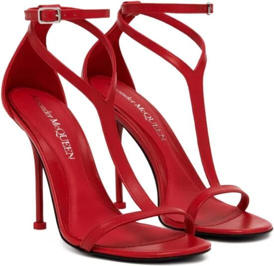 Alexander McQueen Harness 90mm leather sandals Red