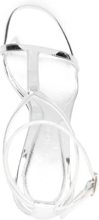 Alexander McQueen Harness 90mm mirrored sandals Silver
