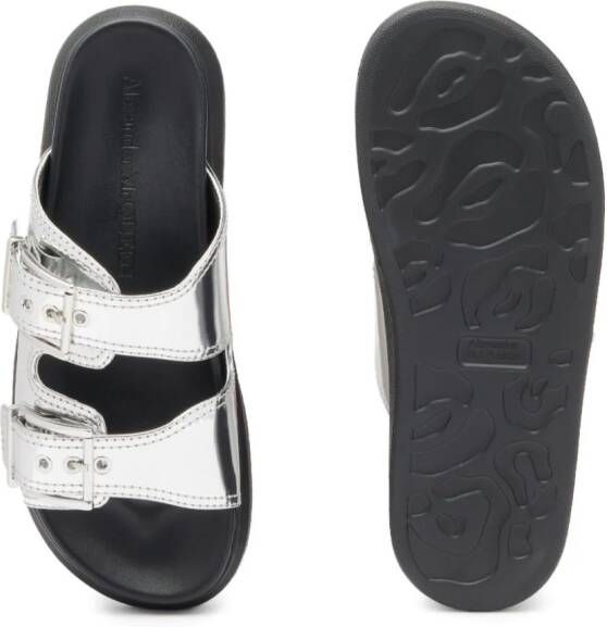 Alexander McQueen Hybrid 35mm metallic sandals Silver