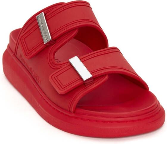 Alexander McQueen Hybrid double-strap slides Red