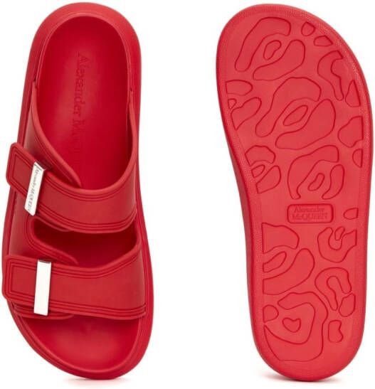 Alexander McQueen Hybrid double-strap slides Red