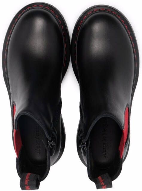 Alexander McQueen Kids contrasting-panel ankle boots Black