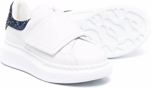 Alexander McQueen Kids glitter-detail touch-strap sneakers White