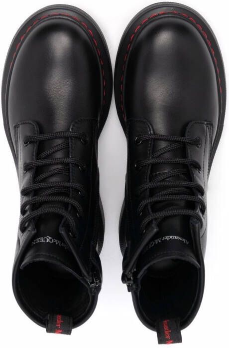Alexander McQueen Kids lace-up leather ankle boots Black