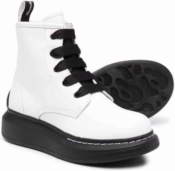 Alexander McQueen Kids lace-up leather boots White