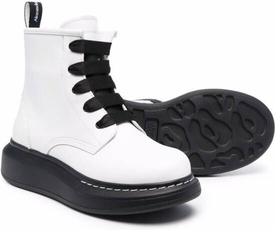 Alexander McQueen Kids lace-up leather boots White