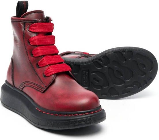 Alexander McQueen Kids lace-up tall boots Red