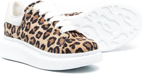 Alexander McQueen Kids Oversized leopard sneakers Brown