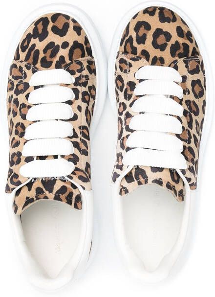 Alexander McQueen Kids Oversized leopard sneakers Brown