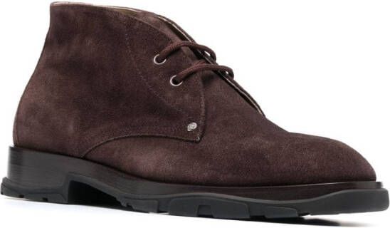 Alexander McQueen lace-up suede boots Brown