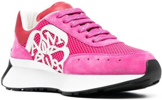 Alexander McQueen leather logo-print lace-up sneakers Pink