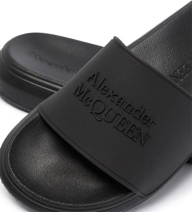 Alexander McQueen logo detail slide sandals Black