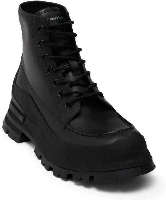 Alexander McQueen logo-embossed leather combat boots Black