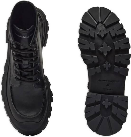 Alexander McQueen logo-embossed leather combat boots Black