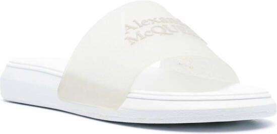 Alexander McQueen logo embossed slides White