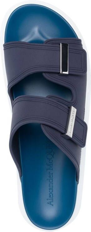 Alexander McQueen logo-engraved double-strap sandals Blue