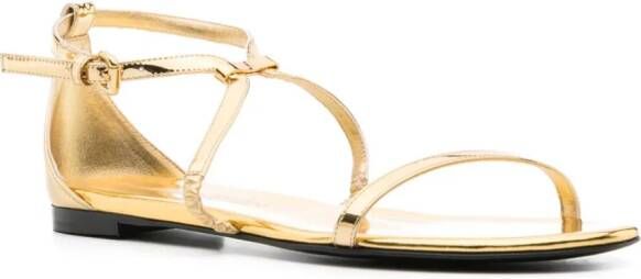 Alexander McQueen logo-plaque metallic sandals Gold