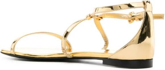 Alexander McQueen logo-plaque metallic sandals Gold