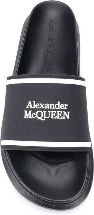 Alexander McQueen logo pool slides Black