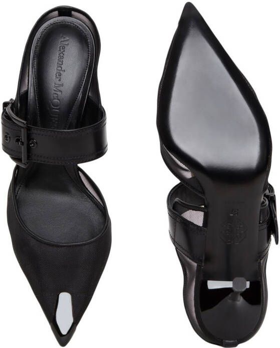 Alexander McQueen mesh-panelling pointed-toe mules Black