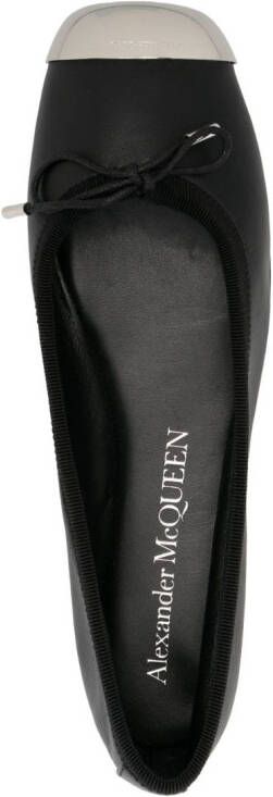 Alexander McQueen metal-toecap leather ballerina shoes Black