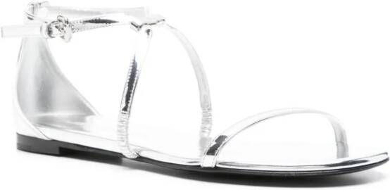 Alexander McQueen metallic leather sandals Silver