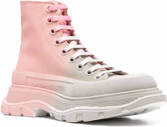 Alexander McQueen ombré lace-up ankle boots Pink