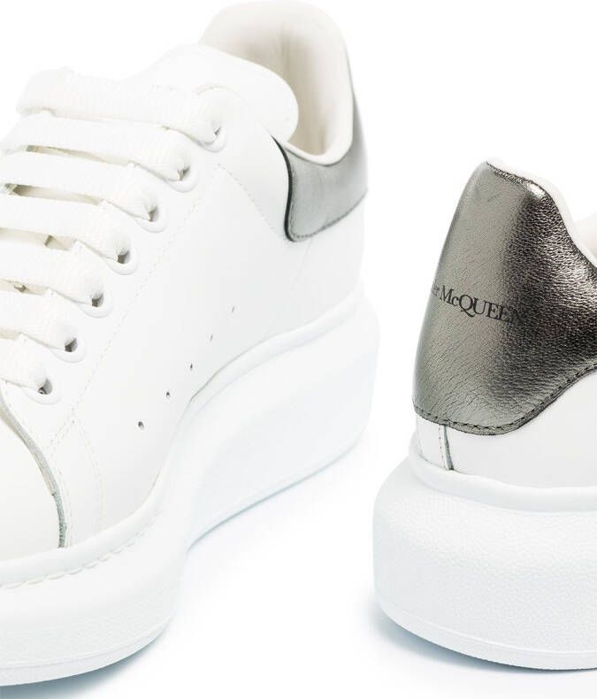 Alexander McQueen Oversized metallic leather sneakers White