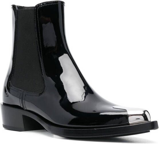 Alexander McQueen patent ankle boots Black
