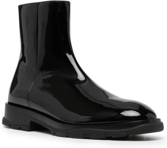 Alexander McQueen patent-leather boots Black
