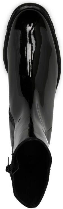 Alexander McQueen patent-leather boots Black