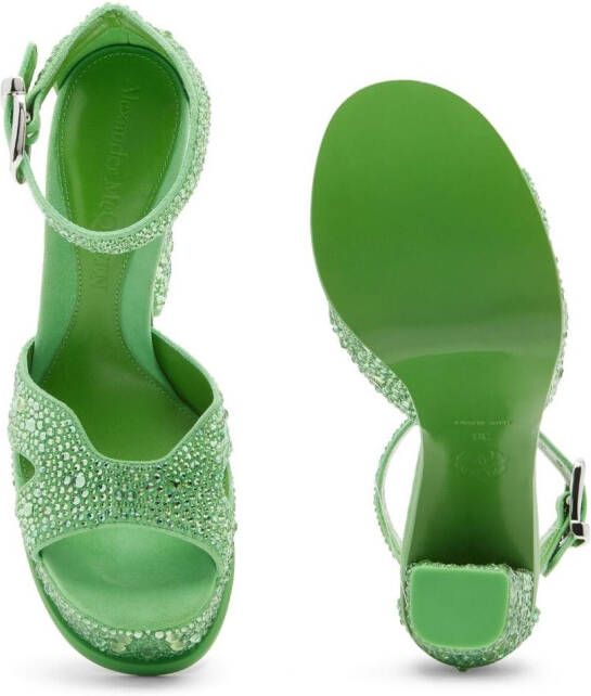 Alexander McQueen Platform Butterfly 135mm suede sandals Green