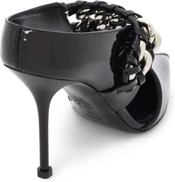 Alexander McQueen pointed-toe patent-leather mules Black