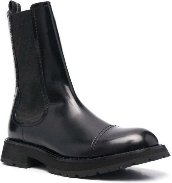 Alexander McQueen polished leather Chelsea boots Black