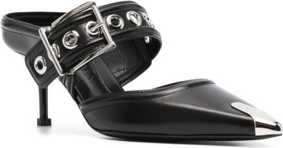 Alexander McQueen Punk 65mm buckled leather mules Black