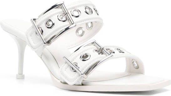 Alexander McQueen Punk double-buckle leather mules White