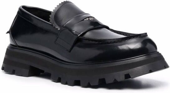 Alexander McQueen ridged leather loafers Black