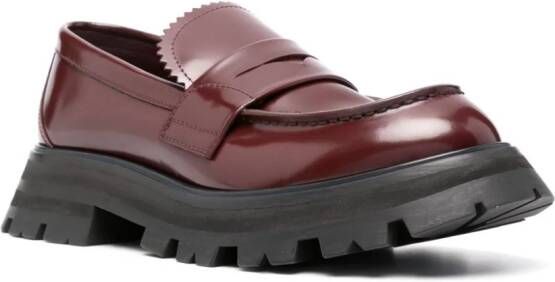 Alexander McQueen ridged-sole leather loafers Red