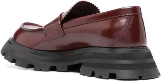 Alexander McQueen ridged-sole leather loafers Red