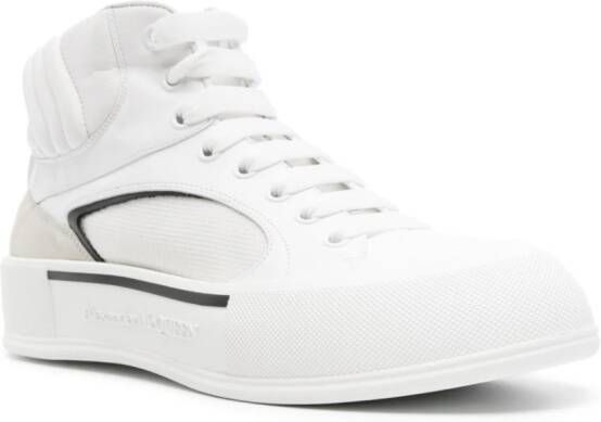 Alexander McQueen Seal-embroidered leather sneakers White