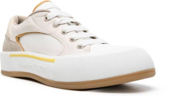 Alexander McQueen Seal-embroidered leather sneakers White