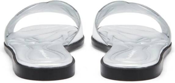 Alexander McQueen Seal leather flat slides Silver